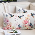 thumbnail image 2 of Pink Flower Throw Pillow Covers, Spring Floral Butterflies Birds Farmhouse Soft Breathable Pillow Cases with Invisible Zipper for Sleeping, Standard Pillowcases for Couch Bed Sofa Chair 20x26 Inches, 2 of 9