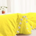 thumbnail image 5 of DNG Creations 5 Piece White Pom Pom Duvet Cover with Zipper Closure, 100% Egyptian Cotton, 800 Thread Cotton ( California King - Solid Yellow ), 5 of 5