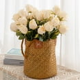 thumbnail image 3 of Artificial Flowers Silk Roses Buds Realistic Bouquet Arrangement for Decoration Wedding Party Centerpieces (Champagne), 3 of 5