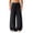 Black, variant on Men Dual Thin Drawstring Elastic High Waist Oversized Wide Leg Crinkle Linen Blend Pants Deep Side Pockets Lightweight Loose Fit Beach Sightseeing Daily Casual Trousers L
