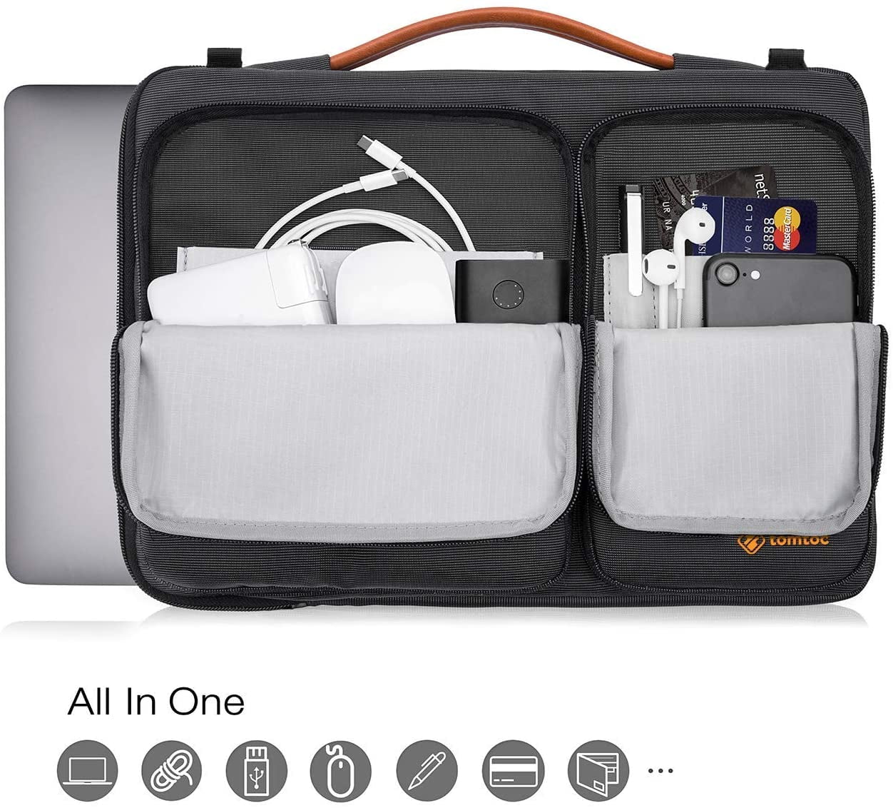 tomtoc 15 inch laptop shoulder bag