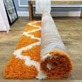 thumbnail image 6 of Soft Shag Area Rug 3x5 Moroccan Trellis Orange Ivory Shaggy Rug - Contemporary Area Rugs for Living Room Bedroom Kitchen Decorative Modern Shaggy Rugs, 6 of 7