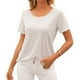 thumbnail image 2 of Camiseta de mujer Sexy Backless Hollow Manga corta Cuello redondo Top suelto, Blanco, XL Kearding AP001243-04, 2 of 7