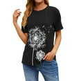 thumbnail image 2 of TWZH Women Dandelion Graphic Printed Crew Neck T-Shirt Casual Loose Tees Tops, 2 of 6