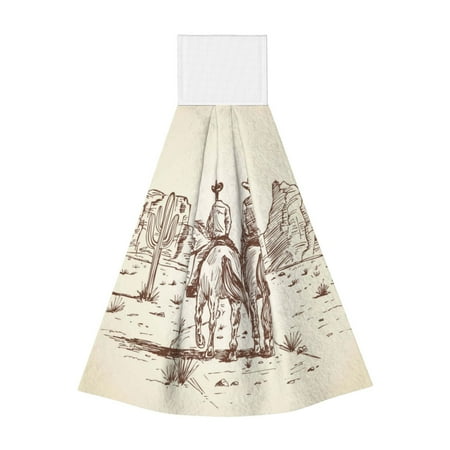 

Ocsxa Two Cowboys Riding Horses In The Desert for Hand Towels Hand Wipes with Velcro Soft and Fast Absorbent Hanging Towels Reusable Cleaning Cloth for Kitchen/Bathroom/Laundryroom 14x18In
