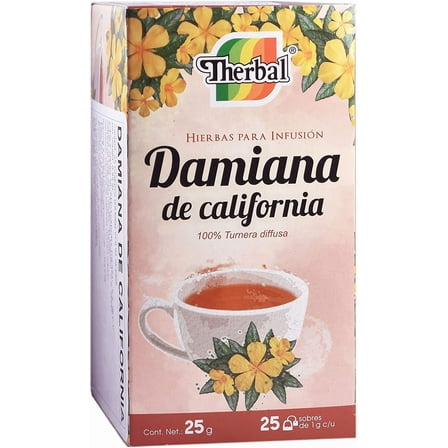 1 Box THERBAL TE DE HIERBAS Damiana 100% Natural 25 Bags PRODUCTO DE Mexico