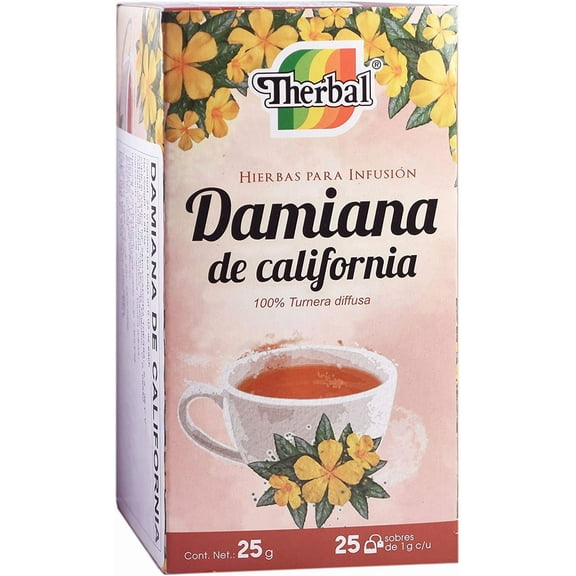 1 Box THERBAL TE DE HIERBAS Damiana 100% Natural 25 Bags PRODUCTO DE Mexico