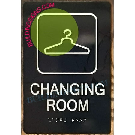 

Changing Room Sign -Braille Sign with Raised Tactile Graphics and Letters (Aluminum Black Size 6x9)-The Sensation line