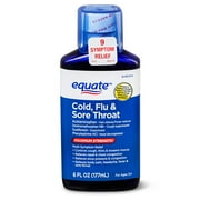 Equate Maximum Strength Cold, Flu & Sore Throat Multi-Symptom Relief Liquid, 6 fl oz