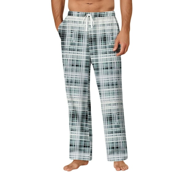 GrmtClth Pajama Pants Men Ultra Lightweight Soft Plaid Sleepwear Casual Lounge Pj Bottoms with Pocket and Drawstring Gray XXXL