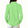 thumbnail image 5 of Womens Polo Shirts Long Sleeve Collared Button Vintage Cute Fall Tops Green L, 5 of 6