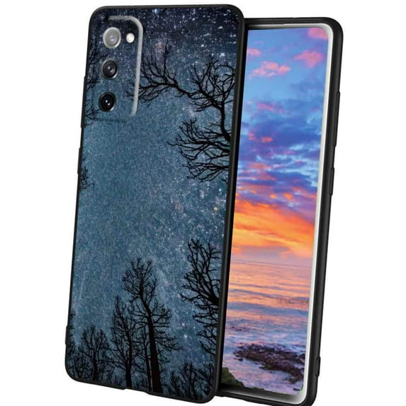 Starry-Night-Forest-Sky Phone Case, Degined for Samsung Galaxy A02S(US Model) Case Men Women, Flexible Silicone Shockproof Case for Samsung Galaxy A02S(US Model)