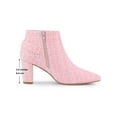 thumbnail image 5 of Allegra K Women's Plaid Pointed Toe Chunky Heel Ankle Boots Pink (Size 9), 5 of 7