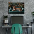 thumbnail image 4 of Mudket Leopard on Green Sofa with Orange Tree Canvas Wall Art, Vintage Tropical Luxury Wall Pictures for Living Room Print for Apartment Home Decor , Framed Ready to Hang - 12"L x 8"W, 4 of 9