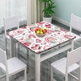 thumbnail image 2 of Elastic Edge Square Fitted Tablecloth, Boho Rainbow Floral Love Heart Polyester Table Cover, for Outdoor Patio and Indoor Kitchen Dining Party, Fit for 34" x 34"Square Table, 2 of 5