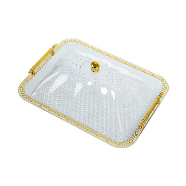 Plato para aperitivos de frutas, bandeja de baño con asa y tapa, bandeja de desayuno impermeable M