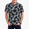 thumbnail image 5 of Yiaed FlowerPrint Men's Short Sleeve Polo Shirt,Golf Polo for Men Three-Button Golf Shirt Athletic Casual Collared T-Shirt- Large, 5 of 7