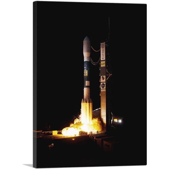 ARTCANVAS Kepler's Mission Space Telescope Delta II Rocket Launch Canvas Art Print - Size: 12" x 8" (0.75" Deep)