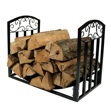 

Black Metal Indoor Outdoor 2-Ft Firewood Holder Log Rack
