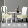 thumbnail image 5 of CZL 2 Pack Dining Chair Covers, Zipper Design Dining Chair Seat Covers Set of 2, kitchen Chair Covers, Stretch Jacquard Seat Covers for Dining Room Chairs with Armrests (Beige, Small), 5 of 8