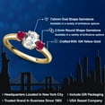 thumbnail image 2 of Gem Stone King 10K Yellow Gold White Created Sapphire and Red Created Ruby Engagement Ring for Women | 1.50 Cttw | Oval 7X5MM | Gemstone September Birthstone | Size 7, 2 of 6