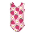 thumbnail image 2 of FOR U DESIGNS Cute One Piece Bathing Suit Size 3-4T Strawberry Daisy Polyester Activewear for Kids Teens Girls Fashion Sleeveless Swimwear, Pink, 2 of 8
