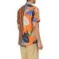 thumbnail image 3 of Lars Amadeus Men's Floral Stripes Patchwork Button Down Summer Printed Shirts, 3 of 6