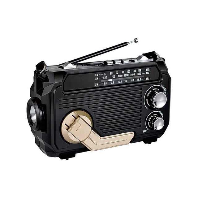 Portable High Sensitivity FM AM SW Radio Solar Charging Emergency Receiver Hand Crank Bluetooth Speaker Music Player AUX ,Handy Bright