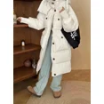 thumbnail image 3 of Chaqueta impermeable de invierno para mujer, abrigo largo y cálido de plumón de pato blanco con capucha, ropa de abrigo blanca, 3 of 5