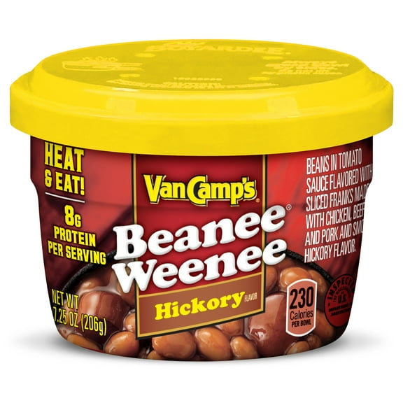 Van Camp's Beanee Weenee Hickory Flavor, 8g Protein Per Serving, Microwavable Cup, 7.25 oz. Cup
