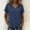 Navy, variant on Women's Summer V-Neck Hooded Casual T-Shirt, Solid Drawstring Lightweight Breathable Short Sleeve Top Purple XXL