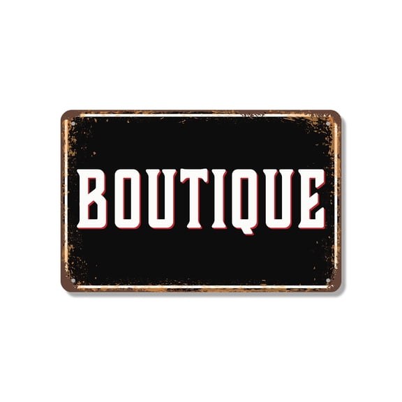 Boutique (2 Pack) 7 Inch x 10 Inch Novelty Aluminum Metal Sign Style Finds Inside Durable Weatherproof UV Protected Perfect for Shops Closets Market Booths Fun Gift for Owners Stylists