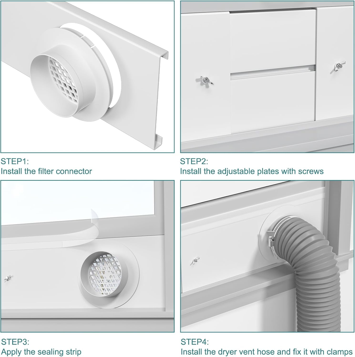 Window Duct Kit Dryer Window Vent Kit for 4” Ducting Dryer Vent Hose, Sliding Window Vent Kit Fit with Dryer, Inline Duct Fans, Grow Tents