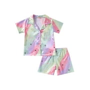 aturustex Toddler Baby Kids Satin Pajamas Outfit Long Sleeve Button-Down Sleepwear PJs for Boys Girls (1-7 Years)