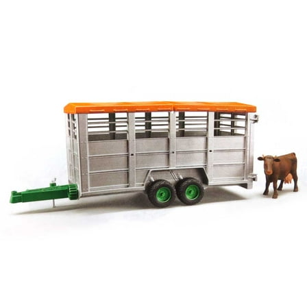Bruder 1/16 Livestock Trailer Vehicle with 1 Cow, Brown/Black, One Size 02227