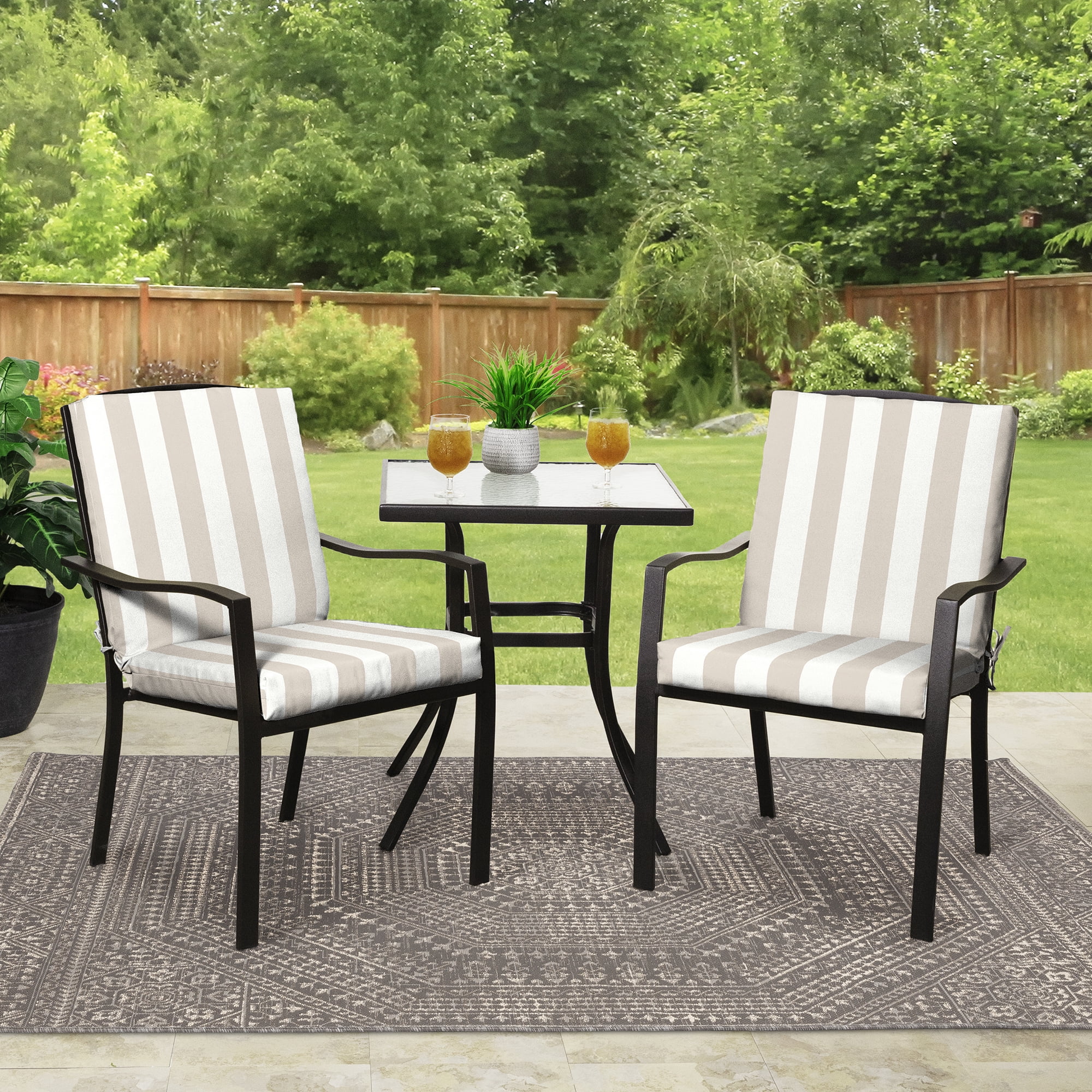 Mainstays 37"L x 19.5"W Tan Cabana Stripe 1 Piece Rectangle Outdoor Chair Cushion