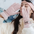 thumbnail image 3 of Woman Riding Windproofed Gloves Thick Soft Fleece Cuff Anti-slip Water Resistant Design for Cold Weather Outdoor Skiing and Cycling, 3 of 4