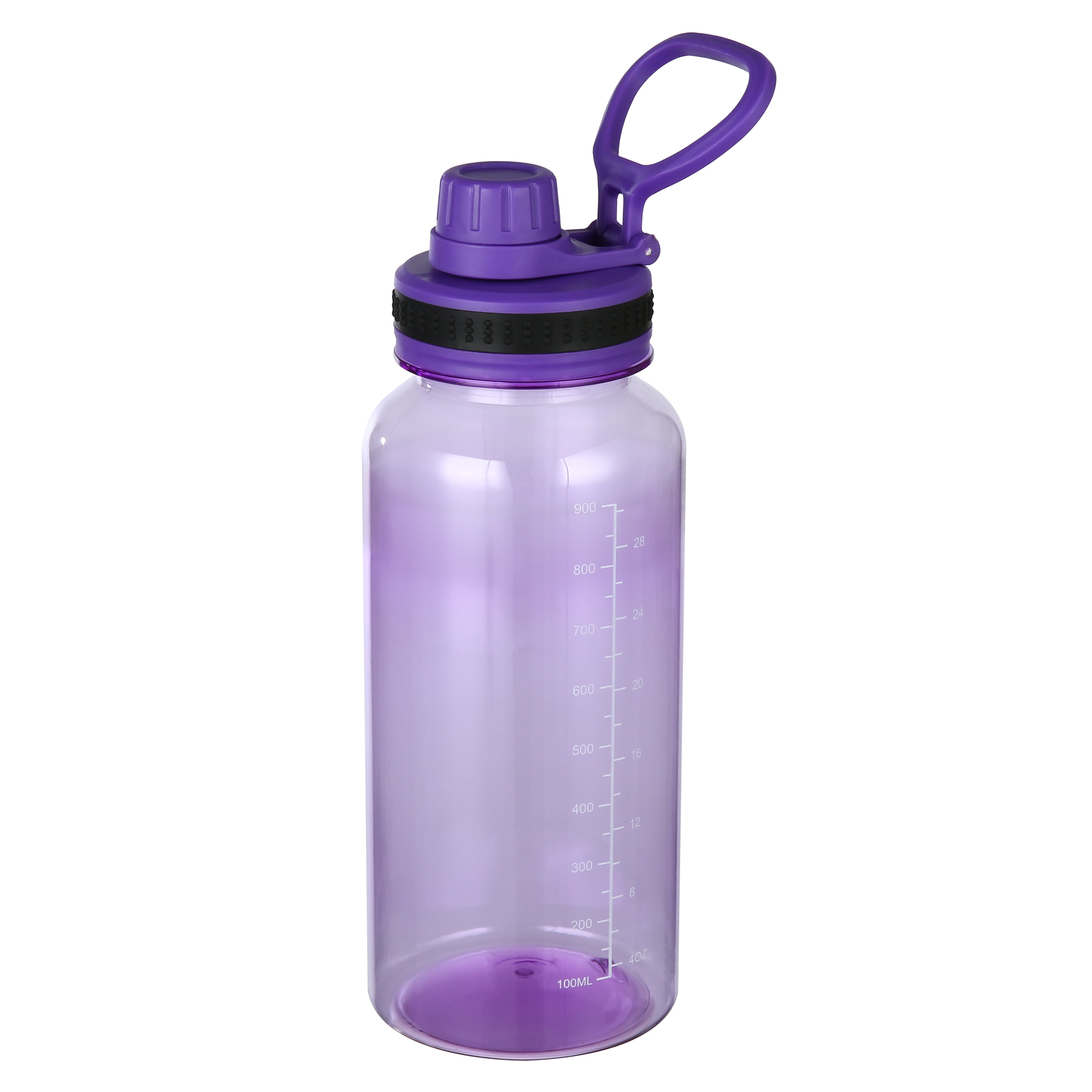 Mainstays 34oz Purple Plastic Wide Mouth Sports Water Bottle with Twist Top Lid, MS Black Sports Bottle