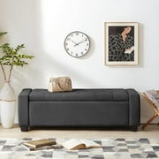 Weture Modern Ottoman Bench with Storage, Safety Hinge & Seating, 330 lb Limit, Dark Gray