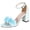 Sky Blue, variant on Rokment Womens Lace Flower Dressy Sandals Bridal Tie Dye Trendy Casual Leather Open Toe Chunky Block High Heels Ankle Strap Summer Dress Shoes for Ladies Wedding Party Black Size 6