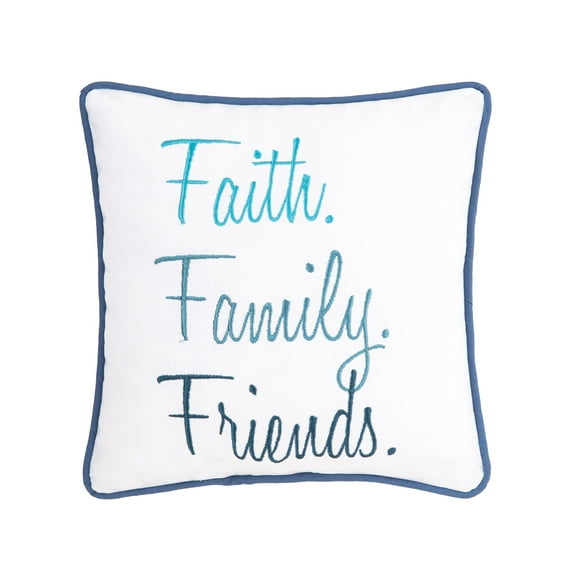 Faith Family Friends Embroidered Small Petite Throw Pillow, 10" x 10"