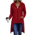 thumbnail image 4 of Edvintorg Women Jacket Full Zip Hooded Long Split Coat Lightweight Long Sleeve Casual Tunic Outerwear with Pocket Womens Clothing Red L, 4 of 8
