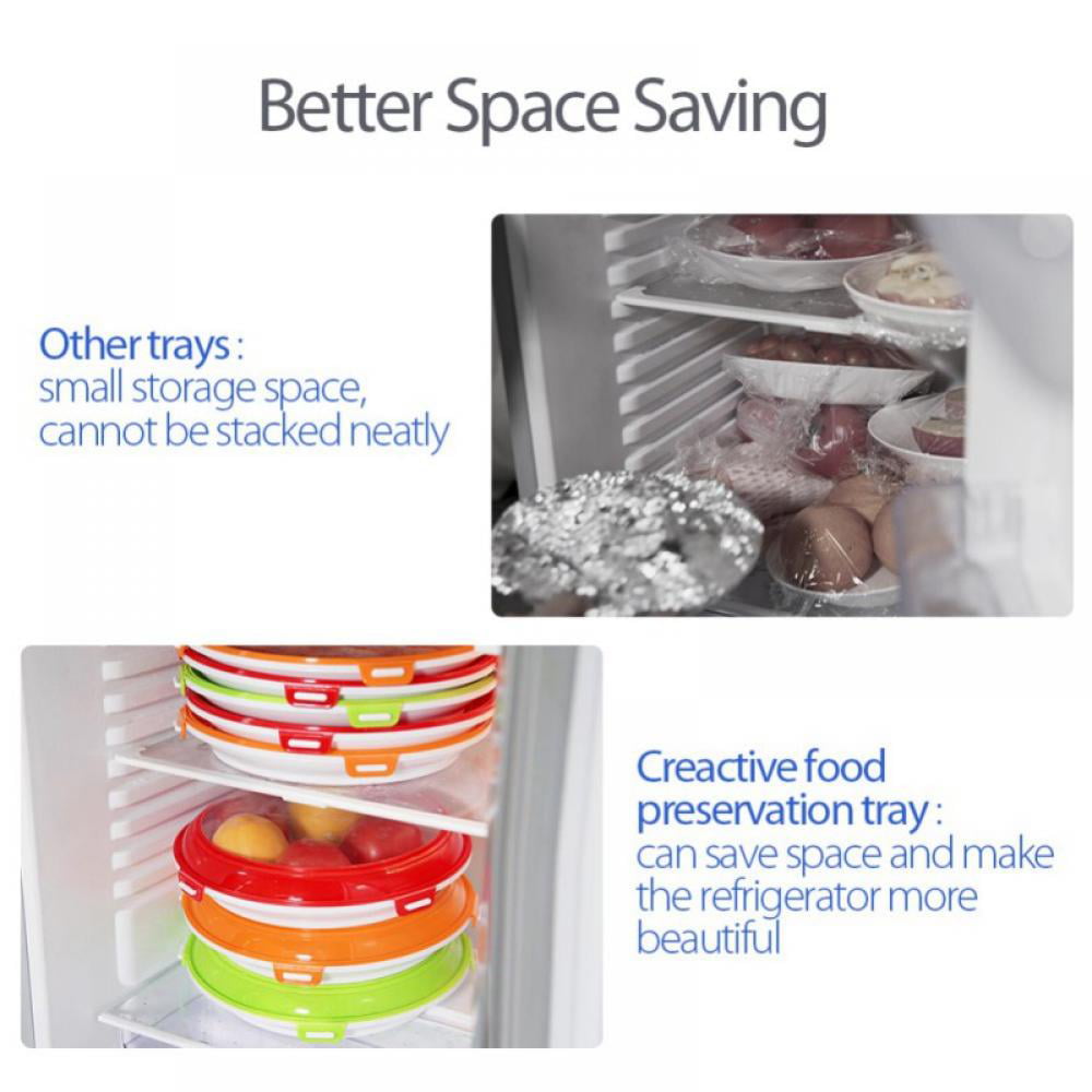 4PCS Healthy Kitchen Tools Storage Container Set Creative Food Preservation  Tray,Food Preservation Vacuum Tray Food Fruit Vegetable Fresh Keeping Fresh  Spacer Organizer Food Preservate Refrigerator Food Storage