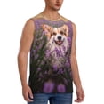 thumbnail image 2 of Bingfone Dog in Lavender Flowers Pattern Men's Tank Tops Workout Sleeveless Tee Shirts Running Beach Tanks for Men-Medium, 2 of 7