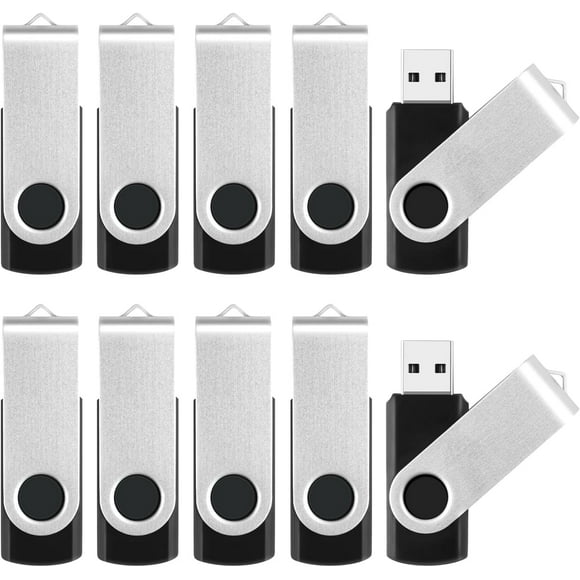 shiyou-8GB USB Drive USB Stick 10 Pack, USB Flash Drive USB 2.0 Thumb Drive Bulk Memory Sticks Jump Drive Zip Drives Swivel Keychain Design Black