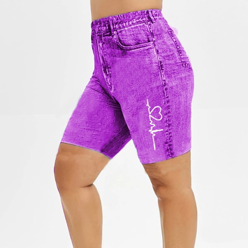 purple denim shorts womens