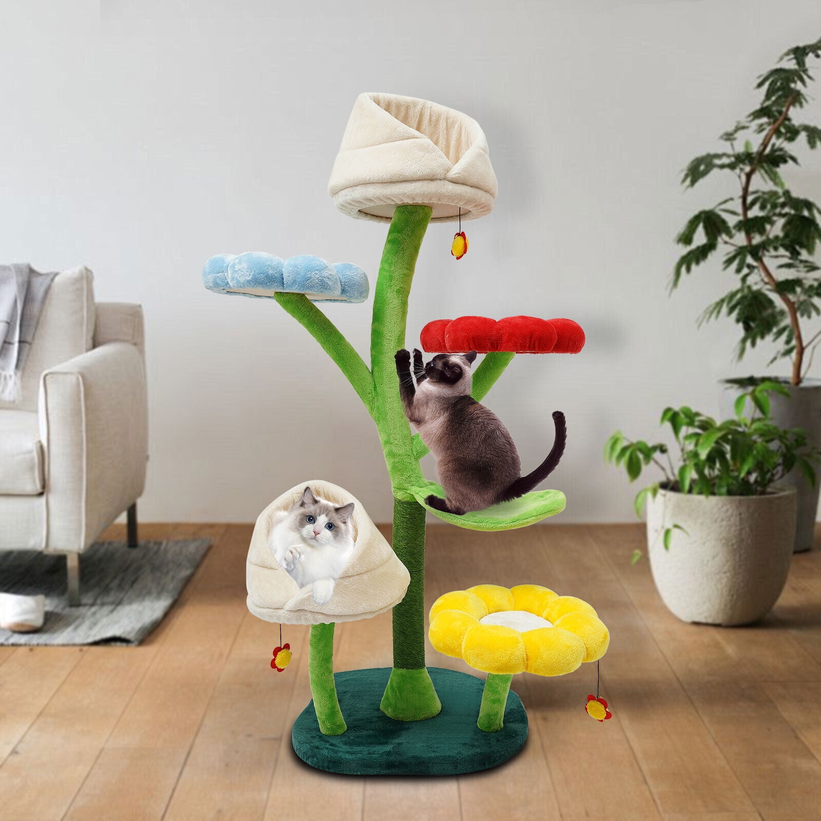 6 Tiers Indoor Cat Tree Tall Cat Tower for Large Cats 22 Lbs Cat Climbing Frame