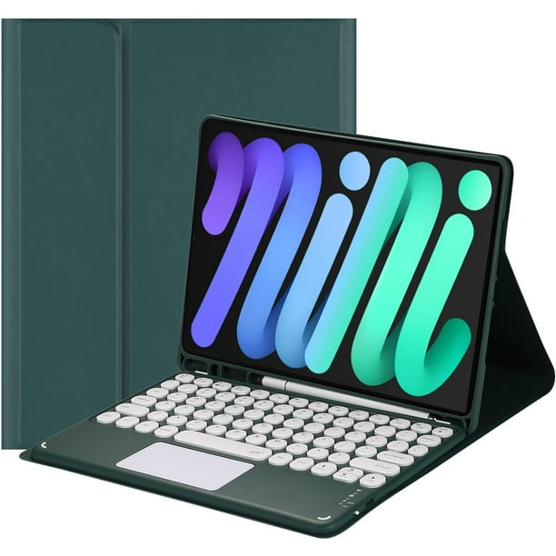 Funda con teclado táctil para iPad Mini 7 (A17 Pro)/Mini 6.ª generación de 8,3 pulgadas (2024/2021) con portalápices - Teclado Bluetooth táctil magnéticamente desmontable