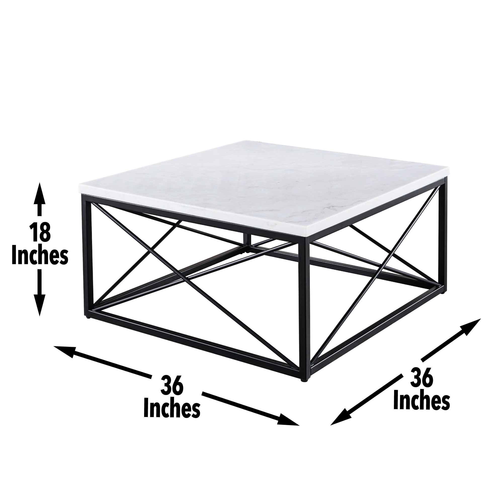 Steve Silver Skyler White Marble Top Square Coffee Table