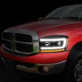 thumbnail image 4 of DNA Motoring For 06-09 Dodge Ram LED DRL Sequential Signal Projector Headlight Lamps Pair Black Amber, 4 of 6